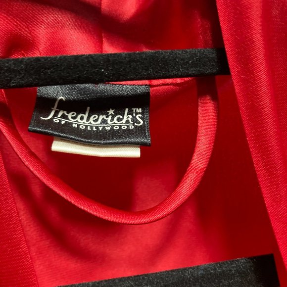 FREDERICKS OF HOLLYWOOD Harlow Satin Kimono Red Black Robe Womens Small - Picture 14 of 16